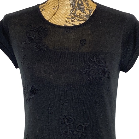 Evan Picone Vintage Black Floral Mesh Blouse S - Picture 5 of 9